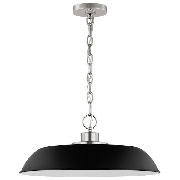 Nuvo Colony 1-Light Medium Pendant - Matte Black with Polished Nickel 60/7485 - main